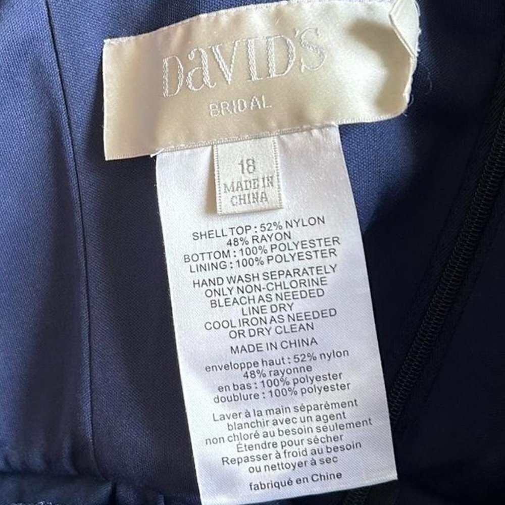 David's Bridal Navy Formal Dress Size 18 - Picture 2 of 2